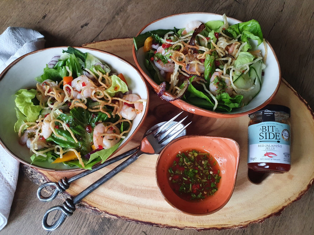 Prawn and Crunchy Noodle Salad with Jalapeno Jelly Dressing